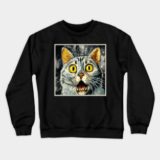 Shocked Cat Cartoon Vintage Cartoon Cat Crazy Crewneck Sweatshirt